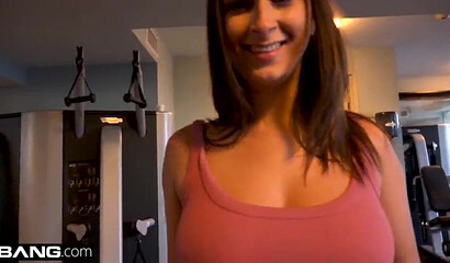 Busty young woman with big booty toys her pussy and gets her love tube hammered hard