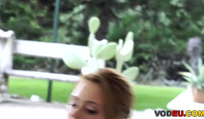 Seductive young woman with an incredible ass has a wild lovemaking session outdoors