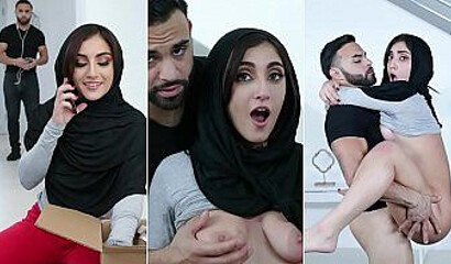 Lusty amateur Muslim girl with a big booty bends over and takes it from behind super hard