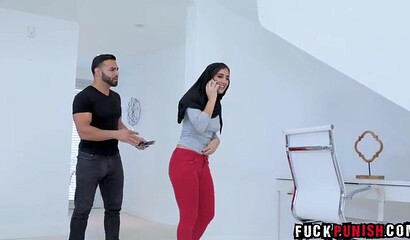 Lusty amateur Muslim girl with a big booty bends over and takes it from behind super hard