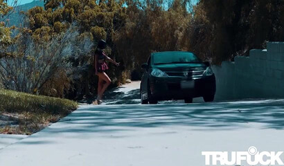 Petite schoolgirl with big booty lifts her skirt and gets doggy styled by hung daddy