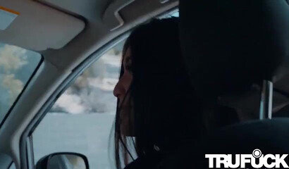 Petite schoolgirl with big booty lifts her skirt and gets doggy styled by hung daddy