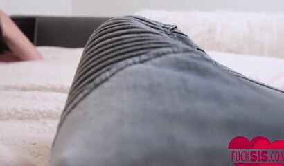 Hot stepsister with big ass and hairy twat rides rock solid cock with passion in POV