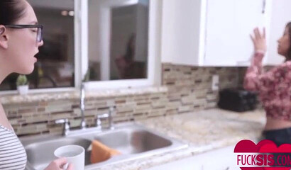 Hot stepsister with big ass and hairy twat rides rock solid cock with passion in POV