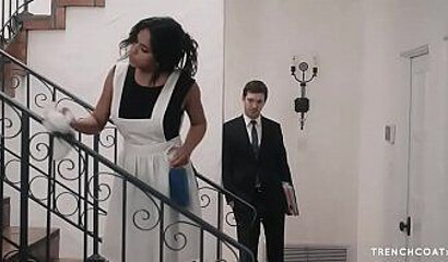 Cute latina teen with big tits and booty is eager to receives a fat schlong in her twat