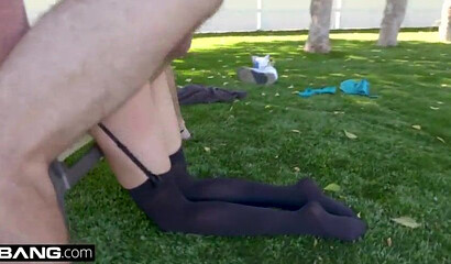 Petite teen with small tits twerks her booty before getting fucked and squirting outdoors