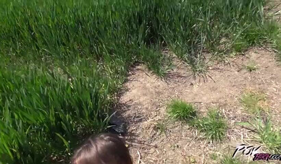 Phat booty young woman and her boyfriend have hardcore fuck session outdoors in POV