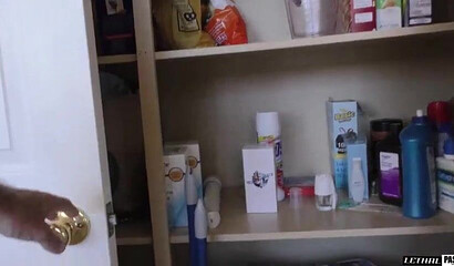 Curvy young schoolgirl with big booty lifts her skirt and takes a raging rod deep in twat