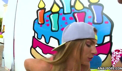 Horny big ass slut got her booty eaten by stud and she bounces on his rock hard schlong