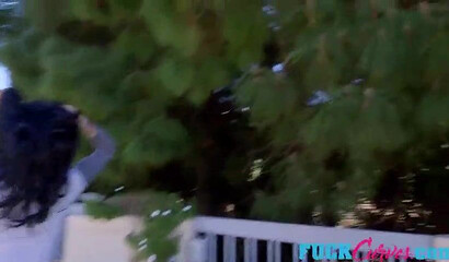 Big butt young teenie in fishnet and her big dicked boyfriend bang like wild beasts