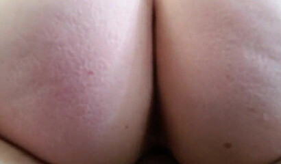 Chubby young lady with big hooters and booty bounces on her boyfriends raging prick