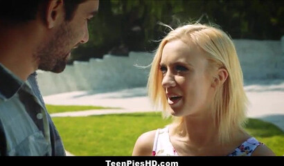 Petite blonde teen with amazing phat ass craves for good pounding and a big load as well