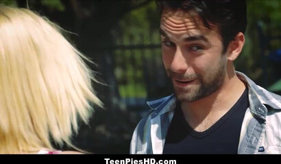 Petite blonde teen with amazing phat ass craves for good pounding and a big load as well