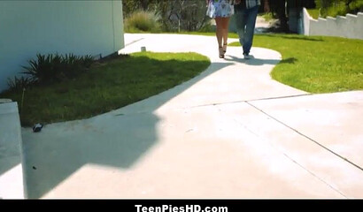 Petite blonde teen with amazing phat ass craves for good pounding and a big load as well