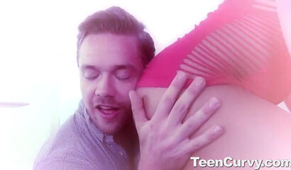 Amazingly hot ebony babe with perfect butt is eager to ride a giant white fuck stick