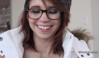 Nerdy young girlfriend with glasses wants her big booty smashed hard and deep by stud