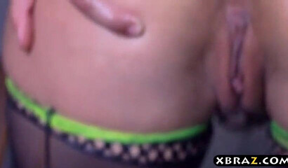 Young bubble butt slut sucks dick while getting hammered from another guy from behind