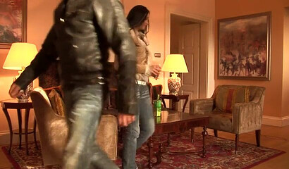 Two sexy Russian gals with big butts have hardcore anal threesome with horny detective