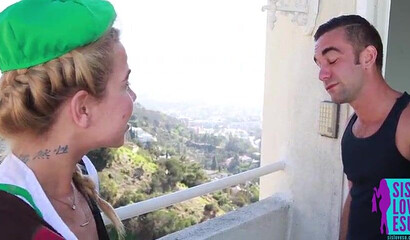 Slutty girl scout convinces horny guy to buy her cookies with her amazing round butt