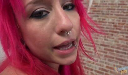 Redhead skank with big titties cock teases a dude by rubbing her big ass on his schlong