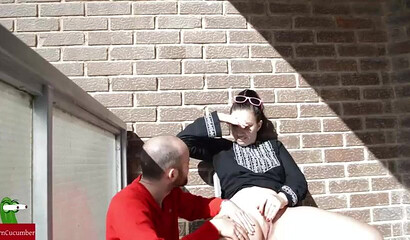 Curvy teenie with amazing big ass got her booty eaten out by horny pervert outdoors