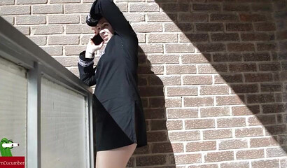 Curvy teenie with amazing big ass got her booty eaten out by horny pervert outdoors