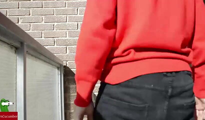 Curvy teenie with amazing big ass got her booty eaten out by horny pervert outdoors