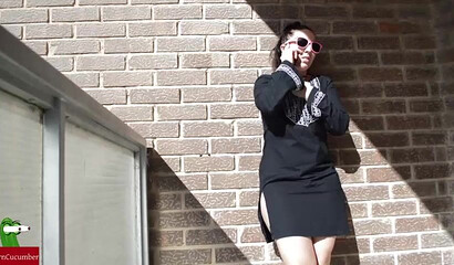 Curvy teenie with amazing big ass got her booty eaten out by horny pervert outdoors