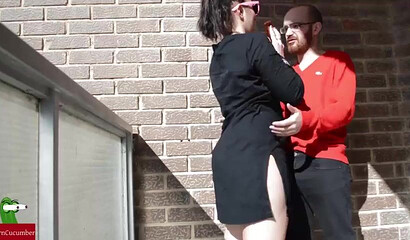 Curvy teenie with amazing big ass got her booty eaten out by horny pervert outdoors