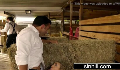 Pretty Amish girl in stockings with fine ass has hardcore fuck session in the stables