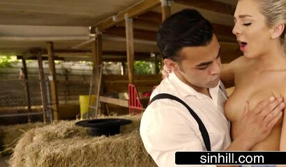 Pretty Amish girl in stockings with fine ass has hardcore fuck session in the stables