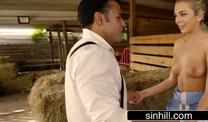 Pretty Amish girl in stockings with fine ass has hardcore fuck session in the stables