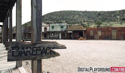 Thick ass blonde and her slutty girlfriends are plowed hard in the Wild West setting