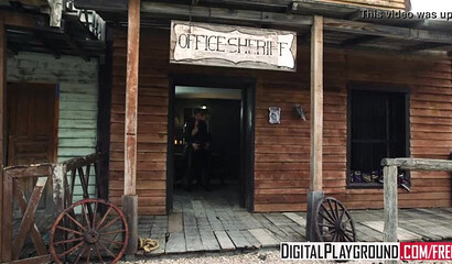 Thick ass blonde and her slutty girlfriends are plowed hard in the Wild West setting