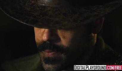 Thick ass blonde and her slutty girlfriends are plowed hard in the Wild West setting