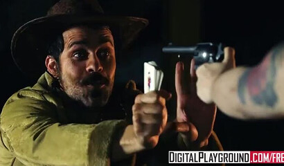 Thick ass blonde and her slutty girlfriends are plowed hard in the Wild West setting