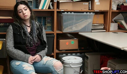 Big ass teen is caught stealing but all is forgiven when she lets her stepdad fuck her