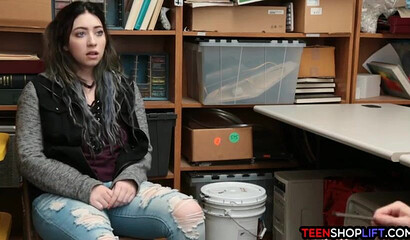 Big ass teen is caught stealing but all is forgiven when she lets her stepdad fuck her