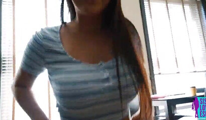 Curvy unshaved teen with massive bottom swallows a stiff cock before it enters her snatch