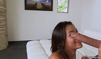 Big butt teen is so happy have a long cock in her mouth before he goes deep in her twat
