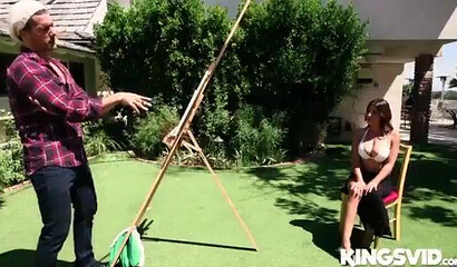 Her big bottom and tits are invitation for a lucky guy to brutally drill her wet snatch