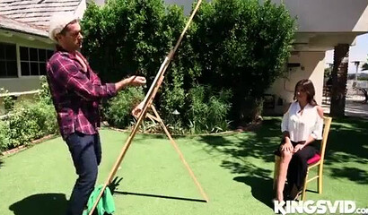 Her big bottom and tits are invitation for a lucky guy to brutally drill her wet snatch