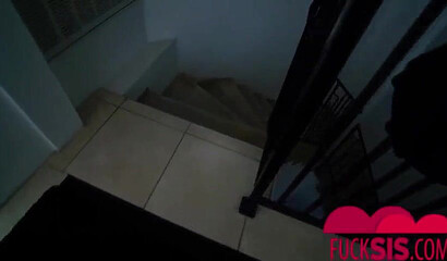 Big butt teen is scared by the dark, but she feels much safer when riding her step-brother