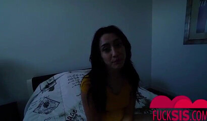 Big butt teen is scared by the dark, but she feels much safer when riding her step-brother
