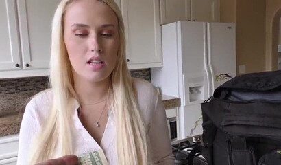 Big booty blonde strips down quickly when she spots a large cock willing to fuck her pussy
