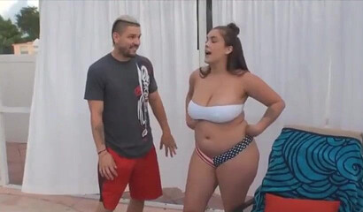 Large blonde gives her enormous ass to a guy more then willing to fuck her cunt balls deep