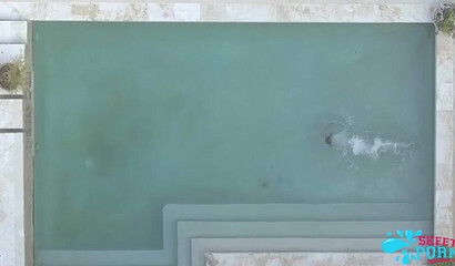 Busty big ass brunette takes a hard pounding in her dripping wet pussy near the swimming pool