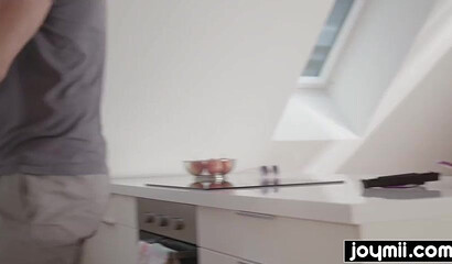 Cute teen with huge ass enjoys it when her roommate fucks her pussy deep with his giant cock