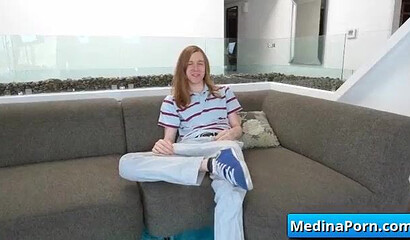 Large ass MILF with huge tits shows a young boy her assets before she sucks his long cock