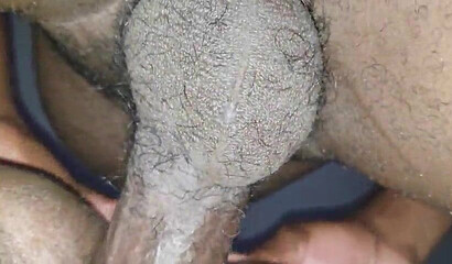 Big butt ebony MILF is penetrated hard in her wet pussy by a large dick with creampie finish